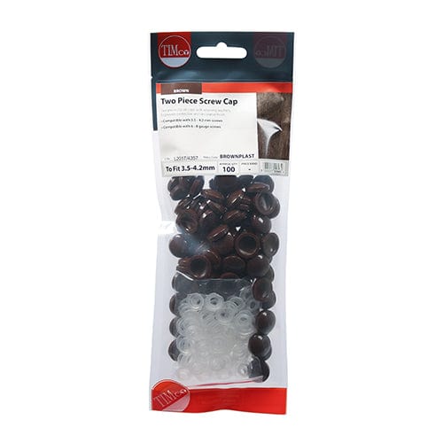 TIMCO Screws TIMCO Two Piece Screw Caps Brown - To fit 3.5 to 4.2 Screw