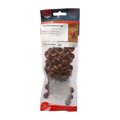 TIMCO Screws TIMCO Two Piece Screw Caps Clay Brown - To fit 3.5 to 4.2 Screw