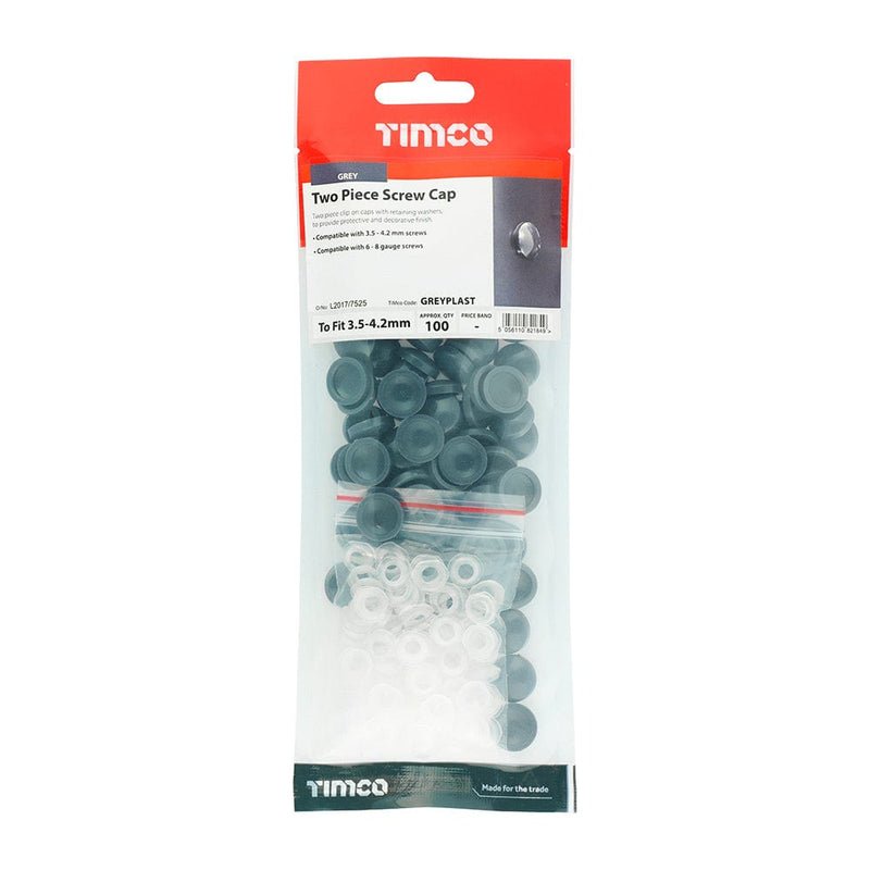 TIMCO Screws TIMCO Two Piece Screw Caps Grey - To Fit 3.5 to 4.2 Screw