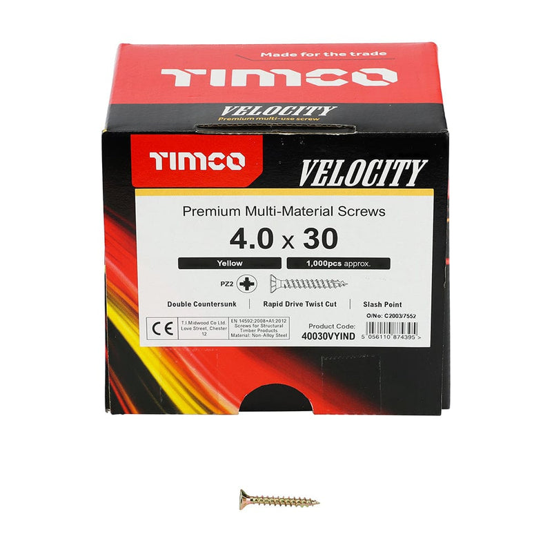 TIMCO Screws TIMCO Velocity Premium Multi-Use Countersunk Gold Woodscrews - Industry Packs