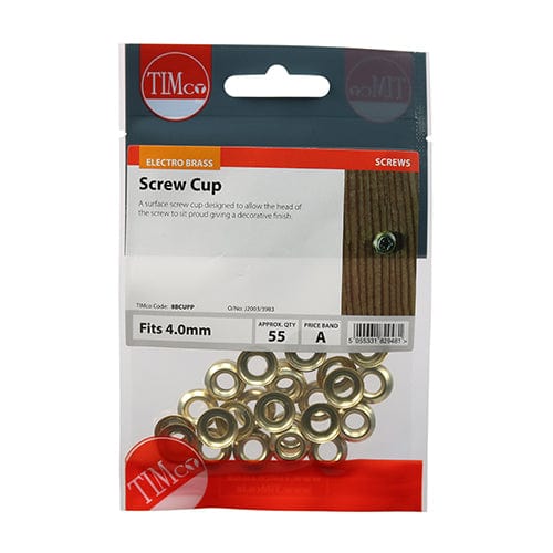TIMCO Screws To fit 8 Gauge Screws / 55 / TIMpac TIMCO Screw Cups Electro Brass