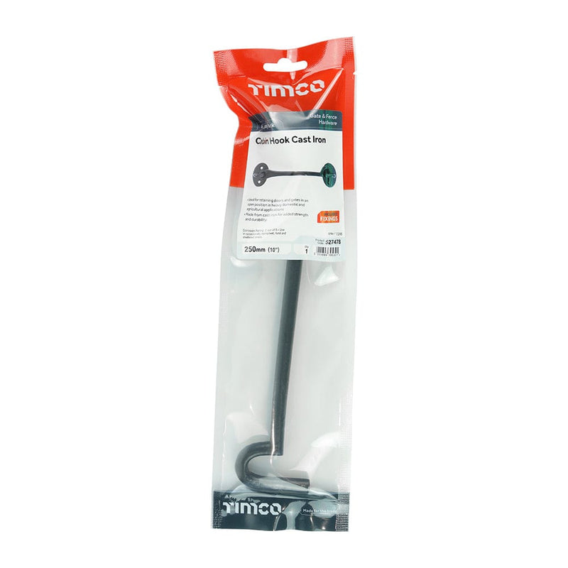 TIMCO Security & Ironmongery 10" / TIMbag TIMCO Cabin Hooks Black