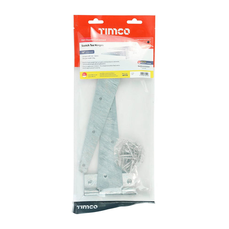TIMCO Security & Ironmongery 10" / TIMbag TIMCO Scotch Tee Hinges Hot Dipped Galvanised
