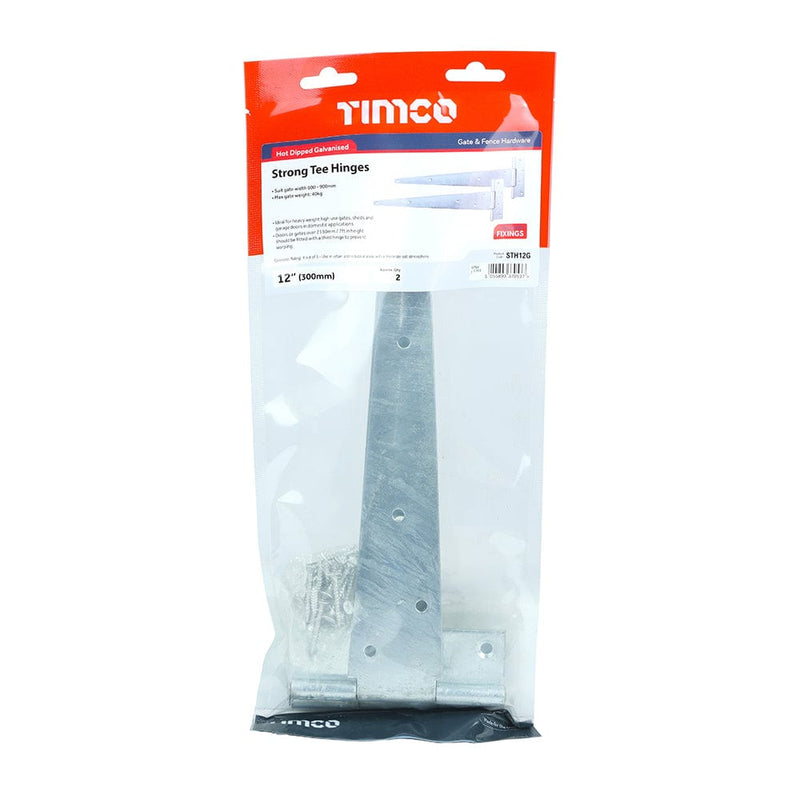 TIMCO Security & Ironmongery 12" / TIMbag TIMCO Strong Tee Hinges Hot Dipped Galvanised