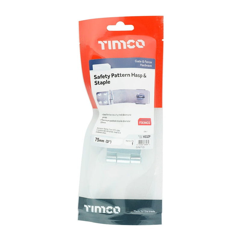 TIMCO Security & Ironmongery 3" / TIMbag TIMCO Hasp & Staple Safety Pattern Silver