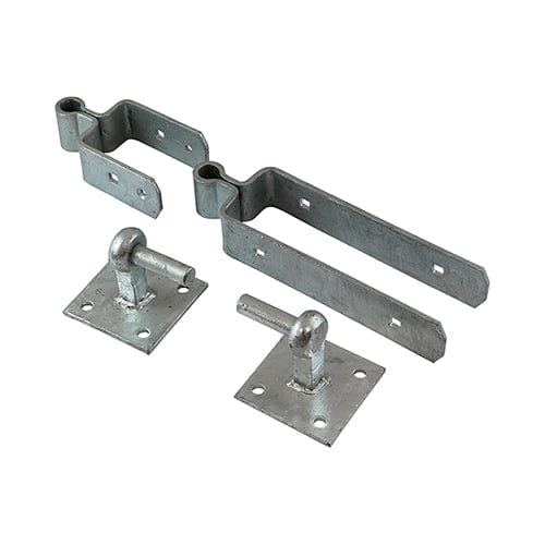 TIMCO Security & Ironmongery 300mm TIMCO Double Strap Gate Hinge Set with Hook on Plate Hot Dipped Galvanised
