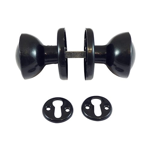 Timco Plastic Rim / Mortice Knob Set Black - Pack Qty - 1 Ea