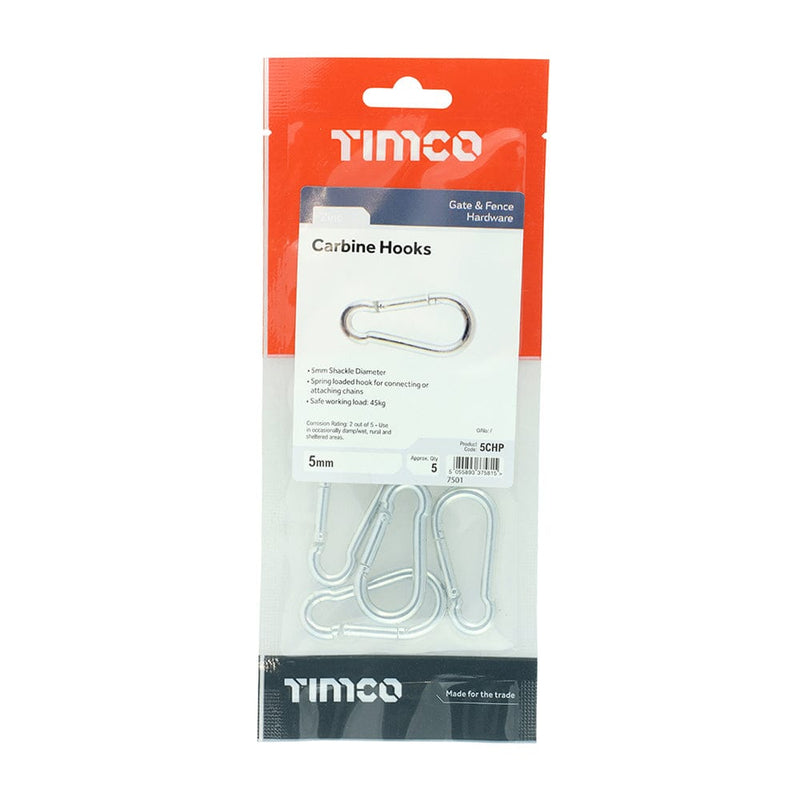 TIMCO Security & Ironmongery 5mm / 5 / TIMbag TIMCO Carbine Hooks Silver