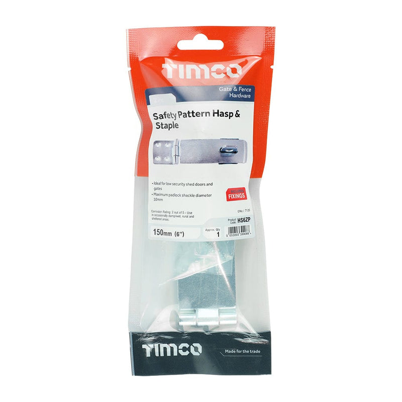 TIMCO Security & Ironmongery 6" / TIMbag TIMCO Hasp & Staple Safety Pattern Silver