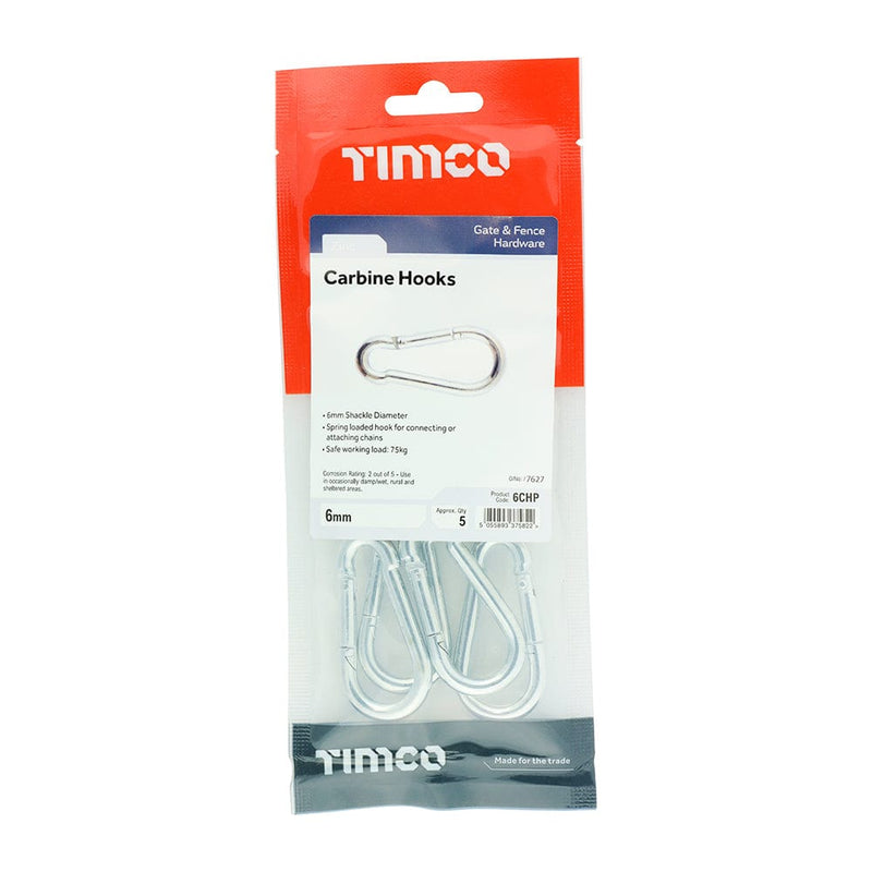 TIMCO Security & Ironmongery 6mm / 5 / TIMbag TIMCO Carbine Hooks Silver