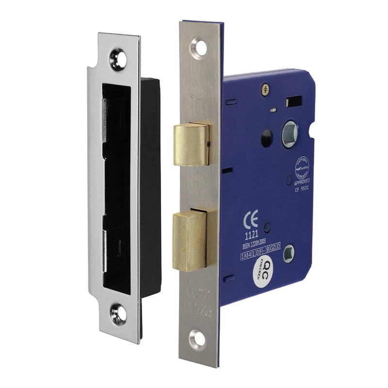 TIMCO Security & Ironmongery 78mm TIMCO Bathroom Lock Satin Nickel