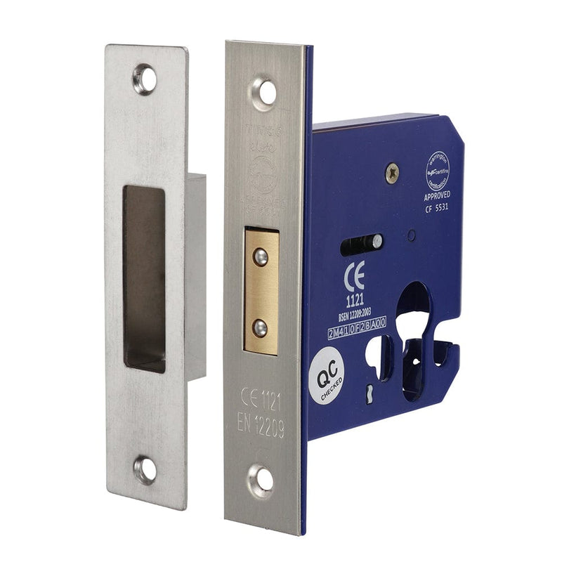 TIMCO Security & Ironmongery 78mm TIMCO Euro Deadlock Satin Nickel