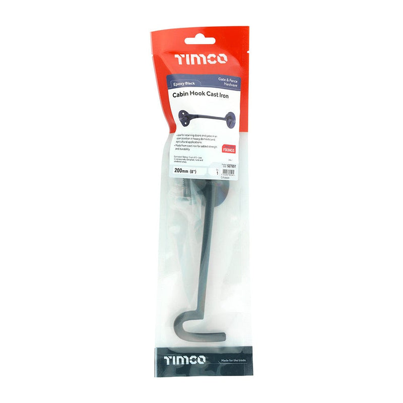 TIMCO Security & Ironmongery 8" / TIMbag TIMCO Cabin Hooks Black