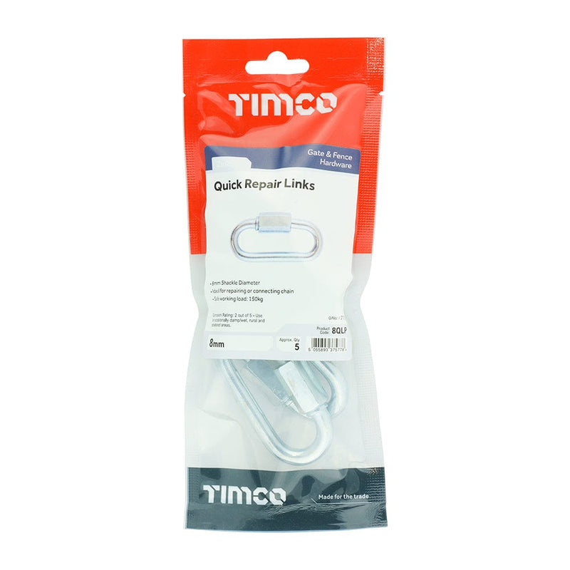 TIMCO Security & Ironmongery 8mm / 5 / TIMbag TIMCO Quick Repair Chain Links Silver