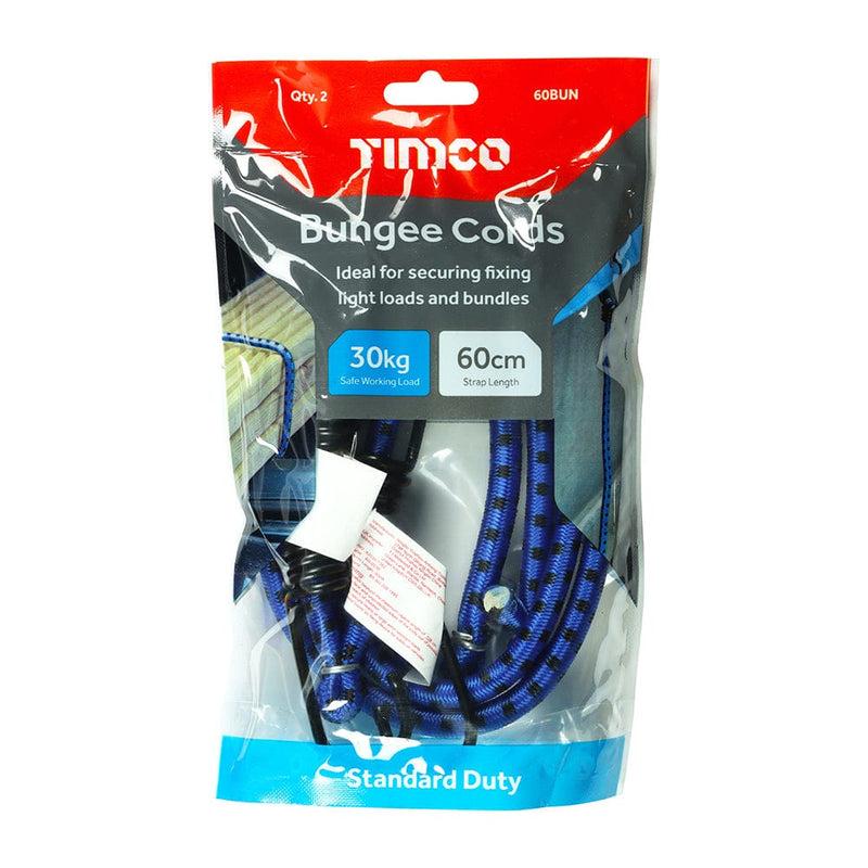 TIMCO Security & Ironmongery Dia.8mm x 60cm TIMCO Bungee Cords with Laminated Hook