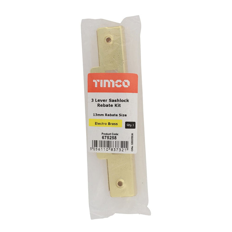 TIMCO Security & Ironmongery TIMCO 3 Lever Electro Brass Mortice Sashlock Rebate Kit