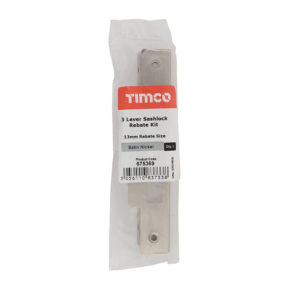 Timco 3 Lever Satin Nickel Mortice Sashlock Rebate Kit - Pack Qty - 1 Ea