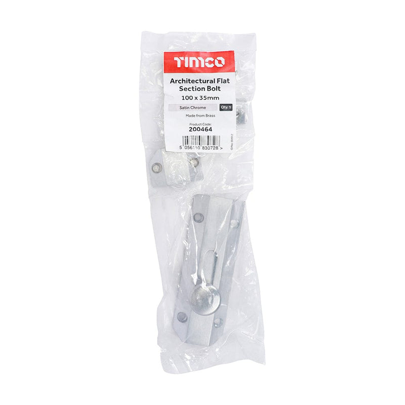 TIMCO Security & Ironmongery TIMCO Architectural Flat Section Bolt Satin Chrome