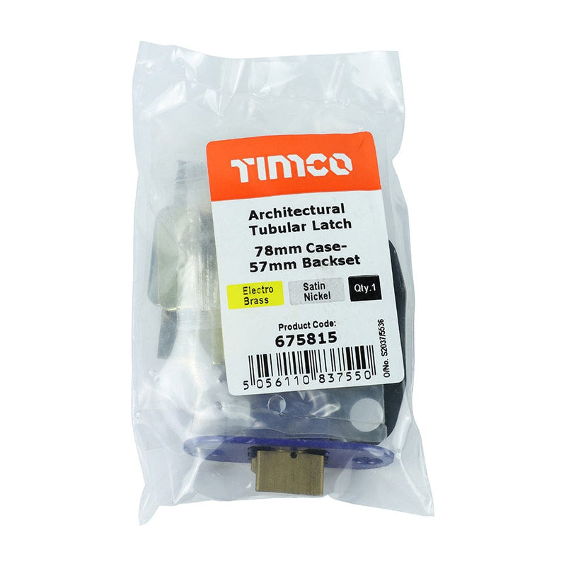 TIMCO Security & Ironmongery TIMCO Architectural Tubular Latch Electro Brass & Satin Nickel