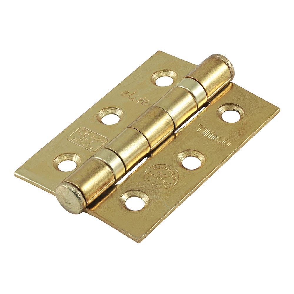 Timco Ball Bearing Hinges Grade 7 Steel Electro Brass - 76 X 51 X 2.2 - Pack Qty - 2 Pcs