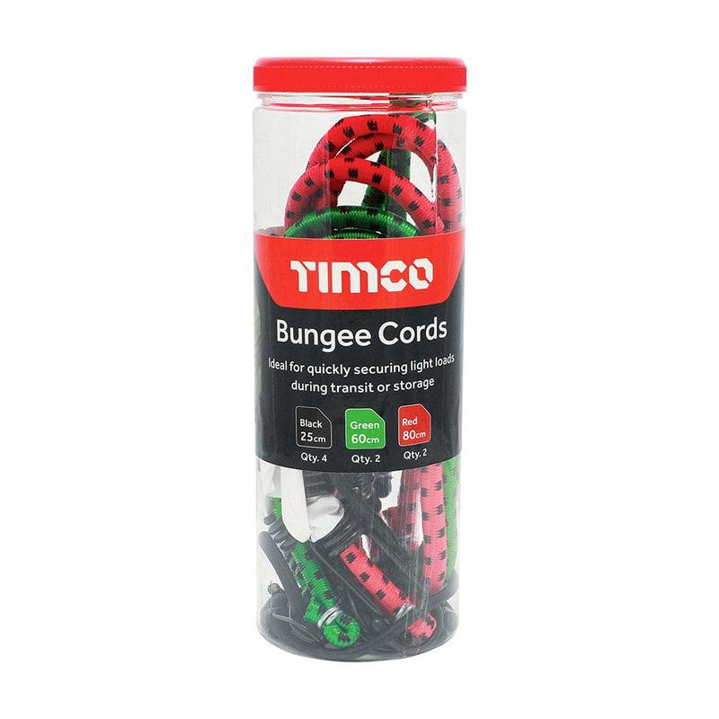 TIMCO Security & Ironmongery TIMCO Bungee Cords with Laminated Hook Mixed Pack - 8pcs