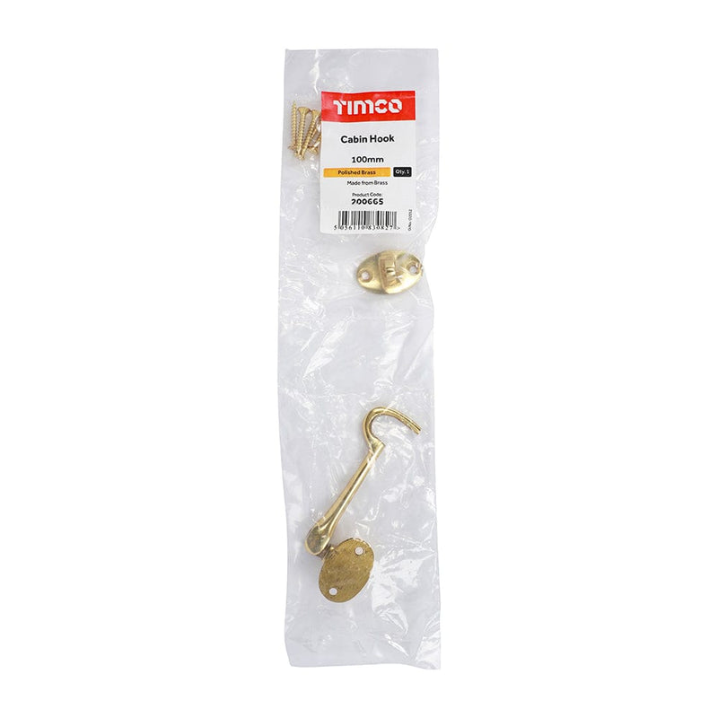 TIMCO Security & Ironmongery TIMCO Cabin Hook Polished Brass