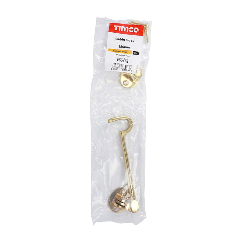 TIMCO Security & Ironmongery TIMCO Cabin Hook Polished Brass