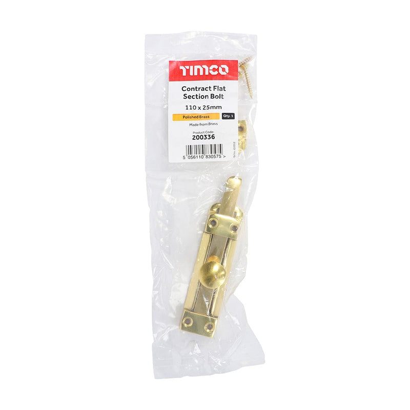 TIMCO Security & Ironmongery TIMCO Contract Flat Section Bolt Polished Brass
