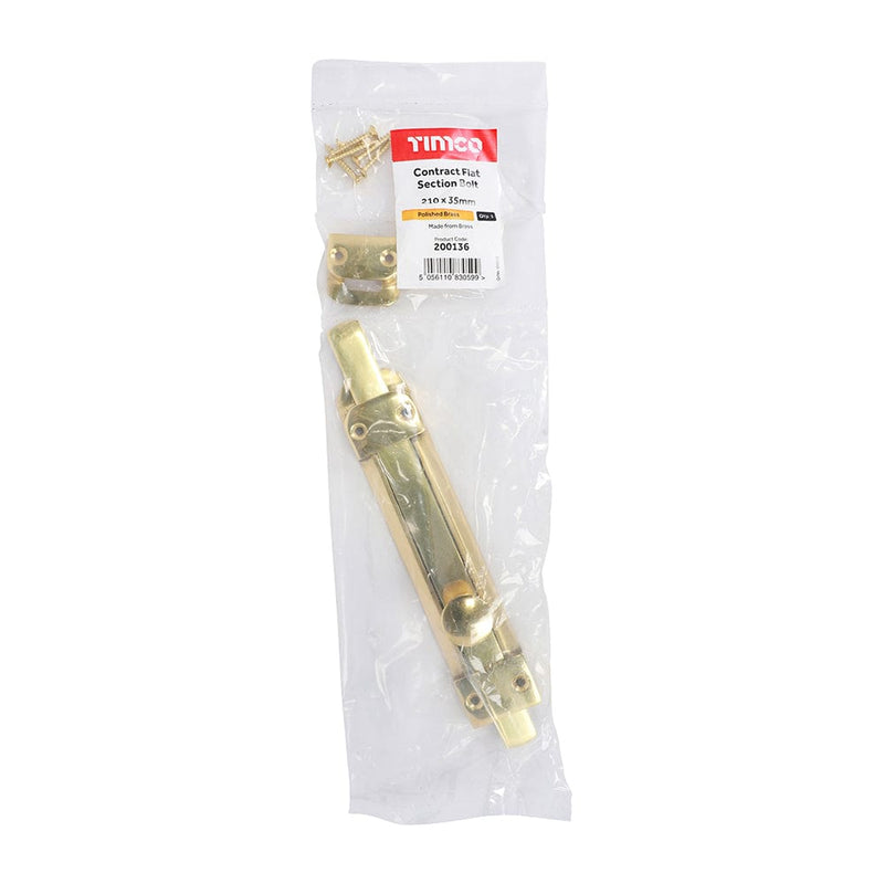 TIMCO Security & Ironmongery TIMCO Contract Flat Section Bolt Polished Brass