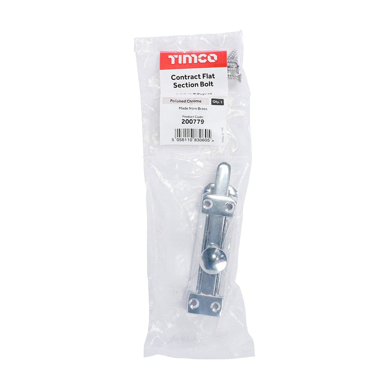 TIMCO Security & Ironmongery TIMCO Contract Flat Section Bolt Polished Chrome