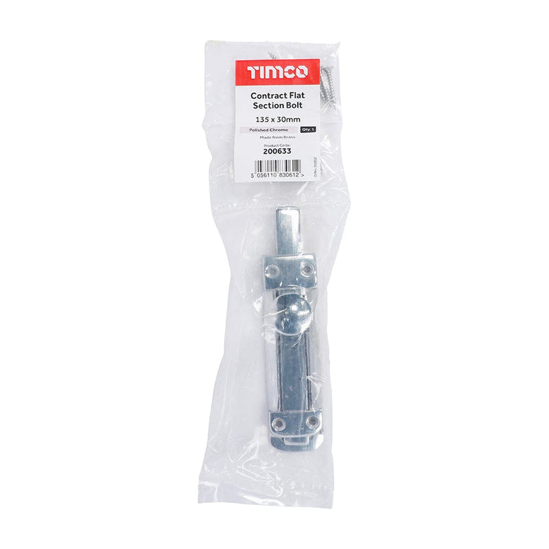 TIMCO Security & Ironmongery TIMCO Contract Flat Section Bolt Polished Chrome