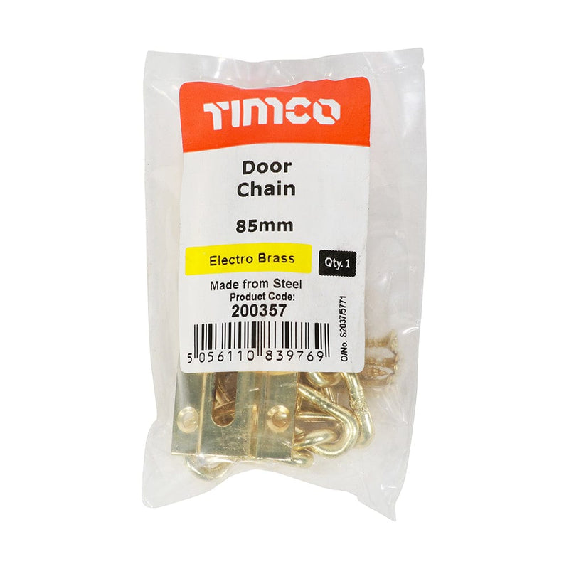 TIMCO Security & Ironmongery TIMCO Door Chain Electro Brass - 85mm