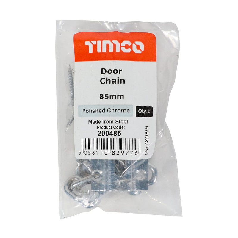 TIMCO Security & Ironmongery TIMCO Door Chain Polished Chrome - 85mm