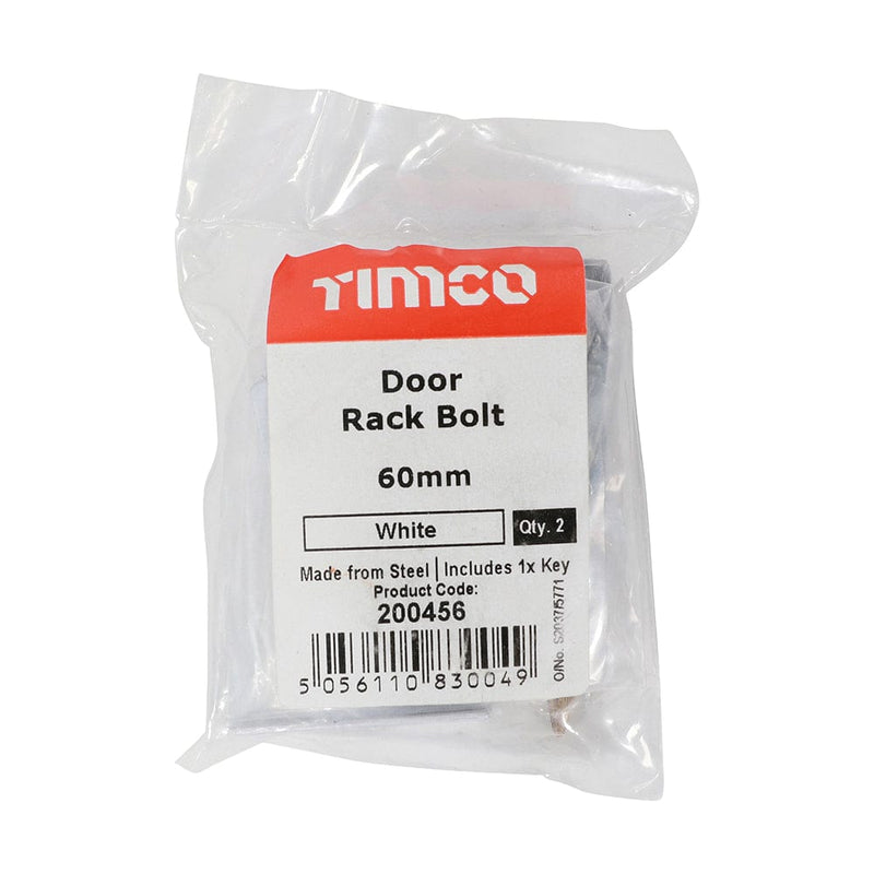 TIMCO Security & Ironmongery TIMCO Door Rack Bolts White - 60mm