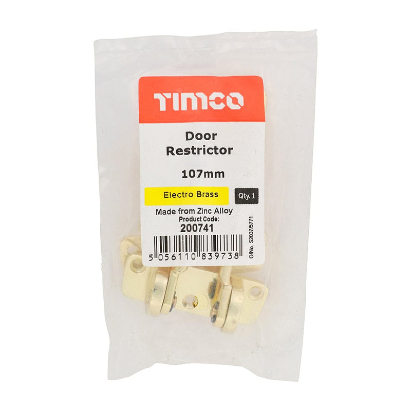 TIMCO Security & Ironmongery TIMCO Door Restrictor Electro Brass - 107mm