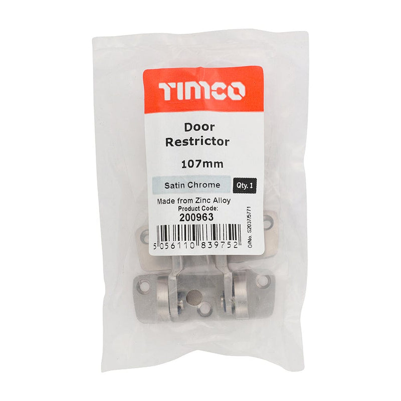 TIMCO Security & Ironmongery TIMCO Door Restrictor Satin Chrome - 107mm