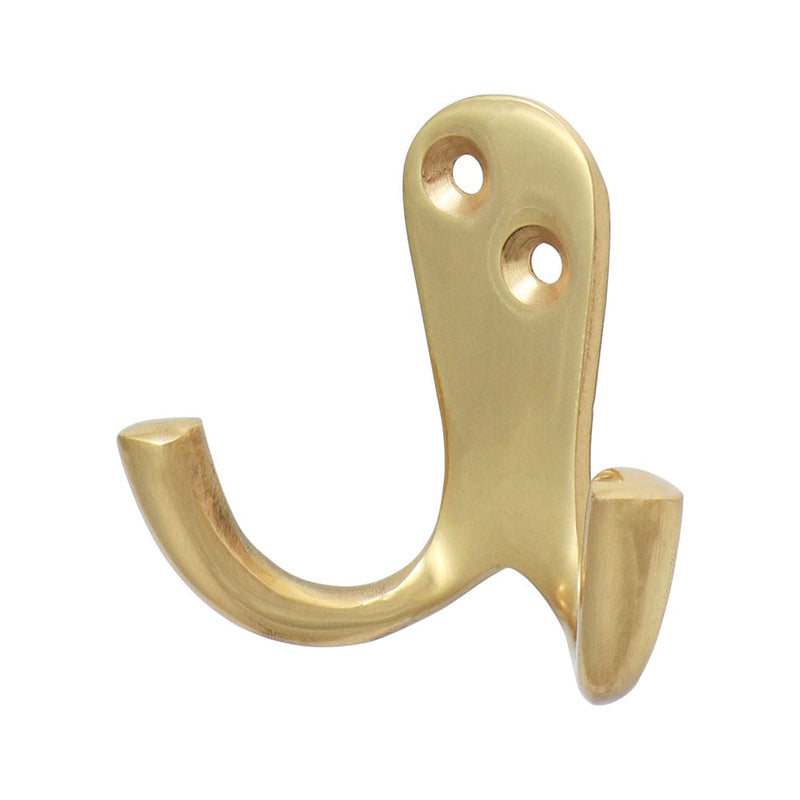 TIMCO Security & Ironmongery TIMCO Double Robe Hook Polished Brass - 47 x 24mm