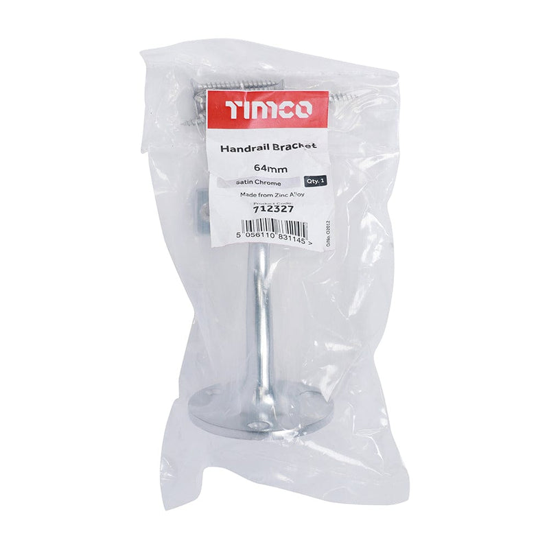TIMCO Security & Ironmongery TIMCO Handrail Bracket Satin Chrome - 64mm