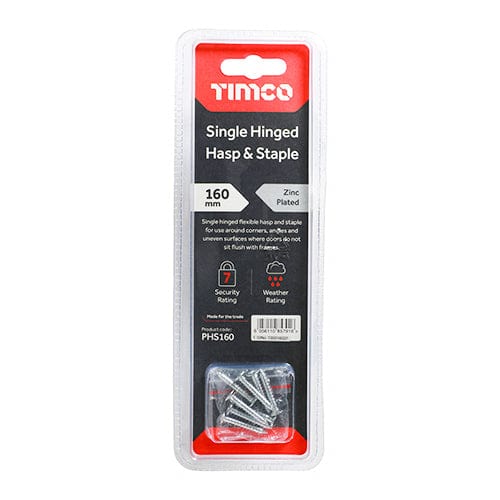 TIMCO Security & Ironmongery TIMCO Hasp and Staple Single Hinged Silver - 160mm