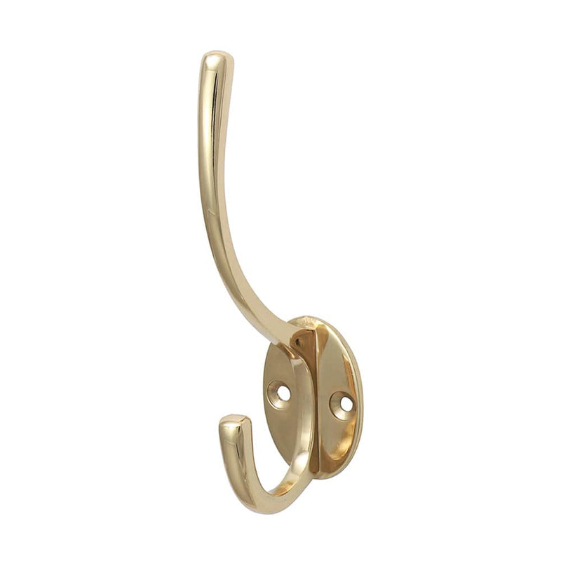 TIMCO Security & Ironmongery TIMCO Hat & Coat Hook Polished Brass - 125 x 32mm