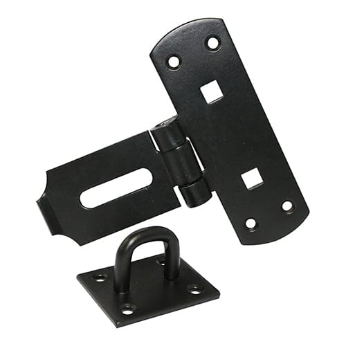 TIMCO Security & Ironmongery TIMCO Heavy Duty Vertical Pattern Hasp & Staple Bolt On Black