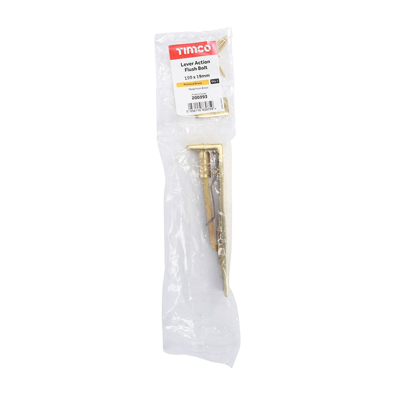 TIMCO Security & Ironmongery TIMCO Lever Action Flush Bolt Polished Brass
