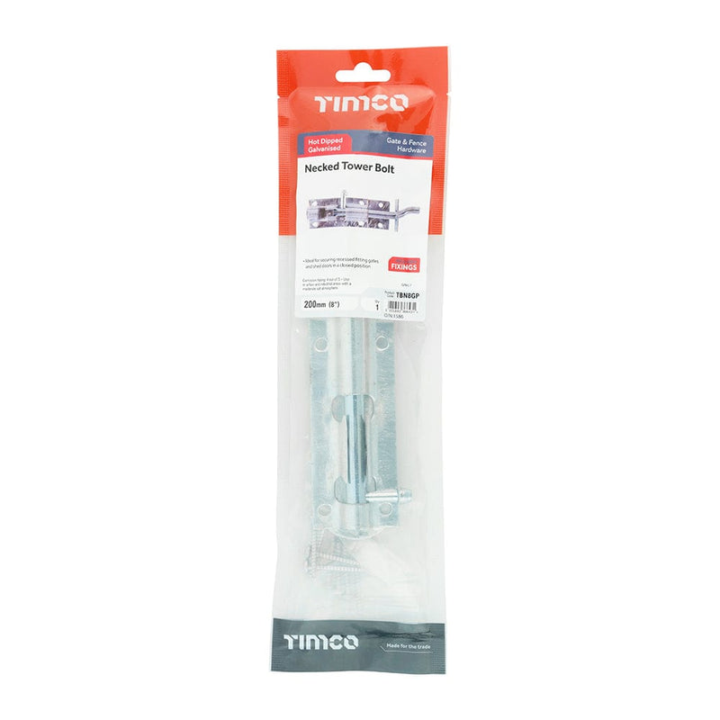 TIMCO Security & Ironmongery TIMCO Necked Tower Bolt Hot Dipped Galvanised