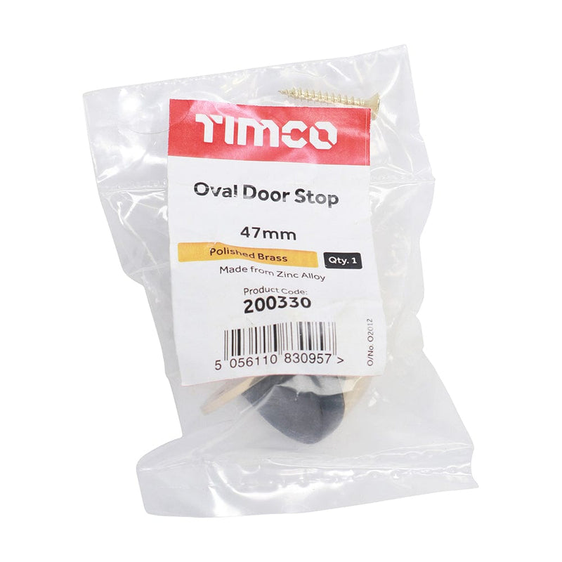TIMCO Security & Ironmongery TIMCO Oval Door Stop Polished Brass - 47mm