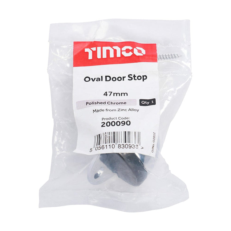 TIMCO Security & Ironmongery TIMCO Oval Door Stop Polished Chrome - 47mm