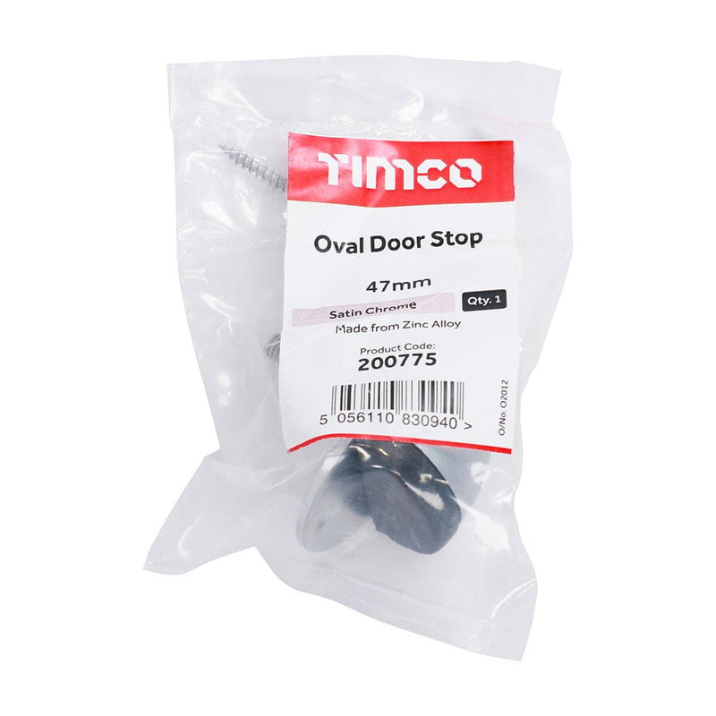 TIMCO Security & Ironmongery TIMCO Oval Door Stop Satin Chrome - 47mm