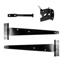 TIMCO Security & Ironmongery TIMCO Pedestrian Gate Kit Medium Tee Hinges & Automatic Latch Black - 14"