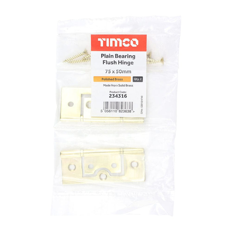 TIMCO Security & Ironmongery TIMCO Plain Bearing Flush Brass Hinges Polished Brass
