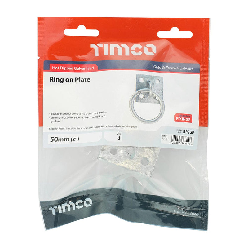 TIMCO Security & Ironmongery TIMCO Ring on Plate Hot Dipped Galvanised