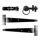 TIMCO Security & Ironmongery TIMCO Side Gate Kit Medium Tee Hinges Ring Latch & Brenton Padbolt Black - 18"